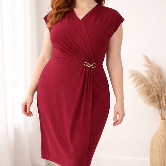 Tradition Dresses & Skirts - 👗 Wrap-Style Midi Dress with Buckle Waist | Tradition | Good Condition